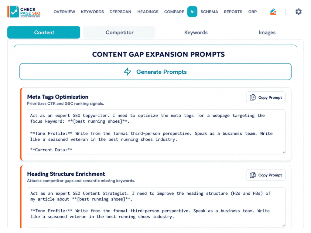 Content Expansion Keywords - Check Page SEO