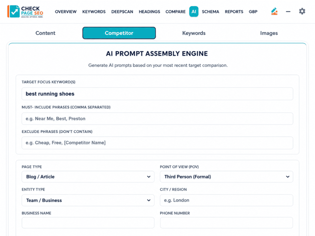 Screenshot Ai Prompt Assembly - Check Page SEO
