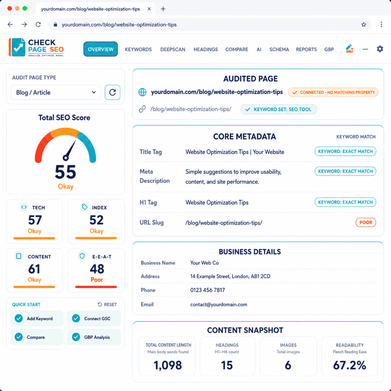 Seo Website Dashboard - Check Page SEO