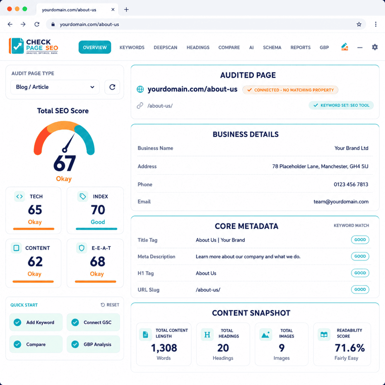 Web Seo Dashboard Web Seo Dashboard - Check Page SEO
